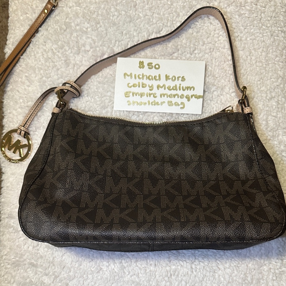 Michael Kors Dark Brown Monogram Shoulder Bag